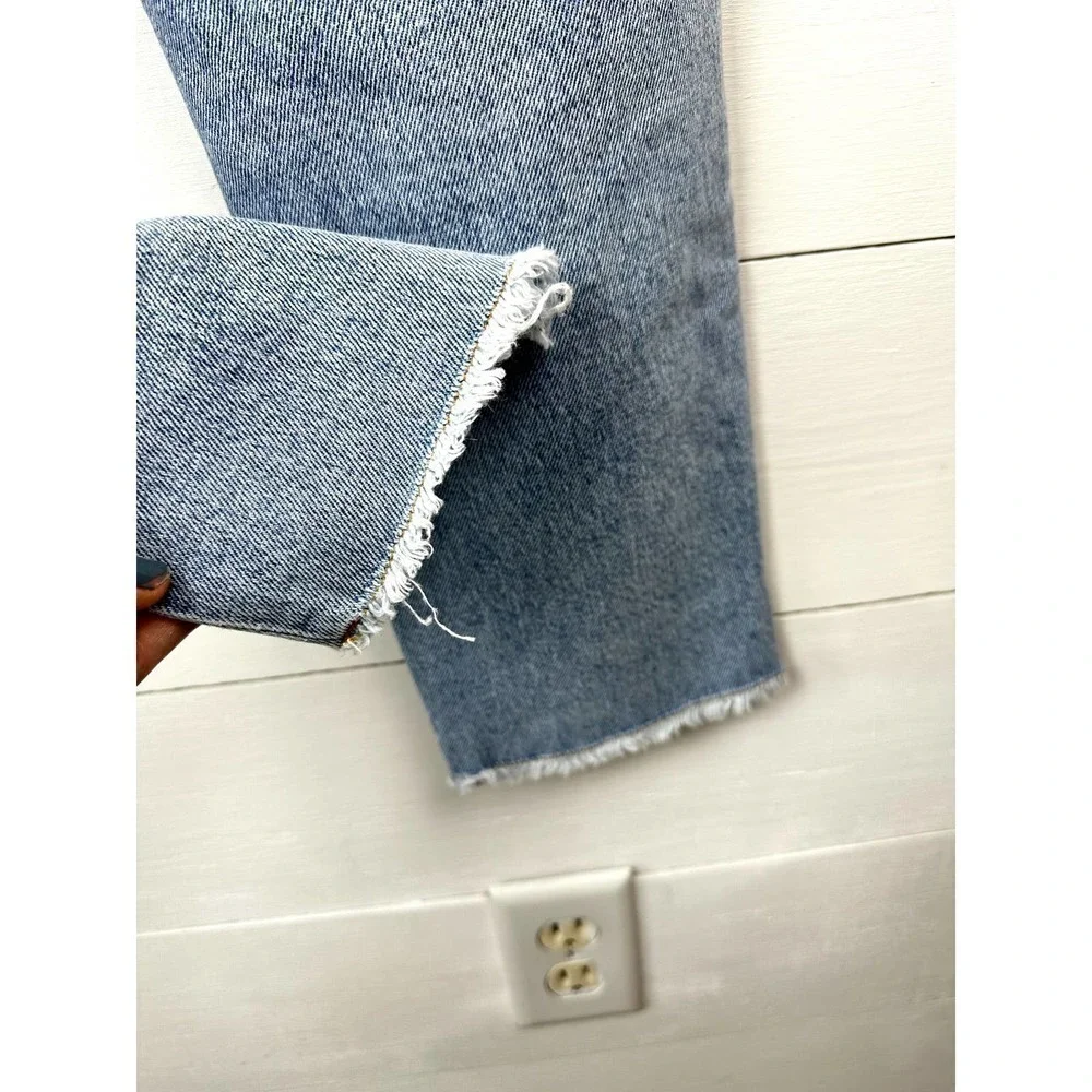 NWT Good American Distressed Knee, raw hem Jean sz 0/25 - Picture 6 of 6